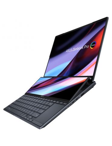 Ultrabook ASUS 14.5''Zenbook Pro 14 Duo OLED UX8402ZA,Intel Core i7-12700H,16GB DDR5,1TB SSD,Intel Iris Xe,Win 11 Pro,Tech Black