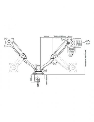 Suport doua monitoare 13-27 inch cabletech Cabletech - 1