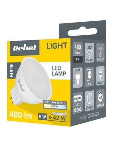 Bec led mr16 6w 4000k 12v rebel Rebel - 1