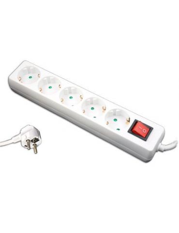 Prelungitor alb 5 posturi 1.5m (3x1.0mm)+intr Kemot - 1 - Tik.ro