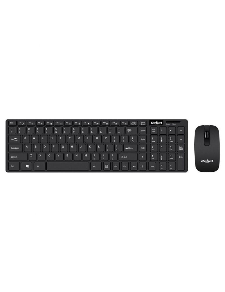 Set Rebel KOM1002, tastatura, wireless, negru +mouse