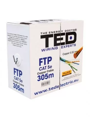 Cablu ftp cat 5e cupru 0.52mm 305m ted electr TED Electric - 1 - Tik.ro