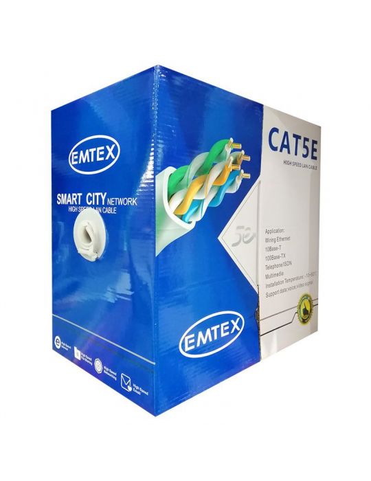 Cablu ftp cat5e cupru 24awg 0.52mm 305m emtex Emtex - 1