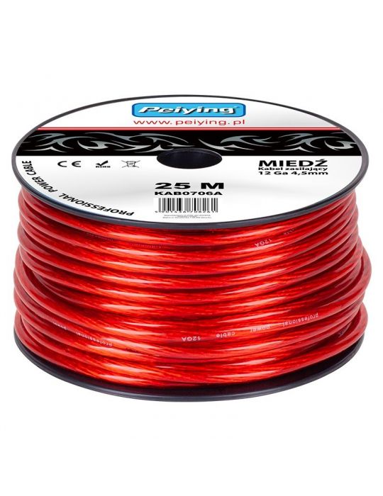 Cablu putere cu 12ga (4.5mm/3.31mm2) 25m rosu Peiying - 1
