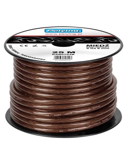 Cablu putere cu 6ga (7.8mm/13.29mm2) 25m negr Peiying - 1