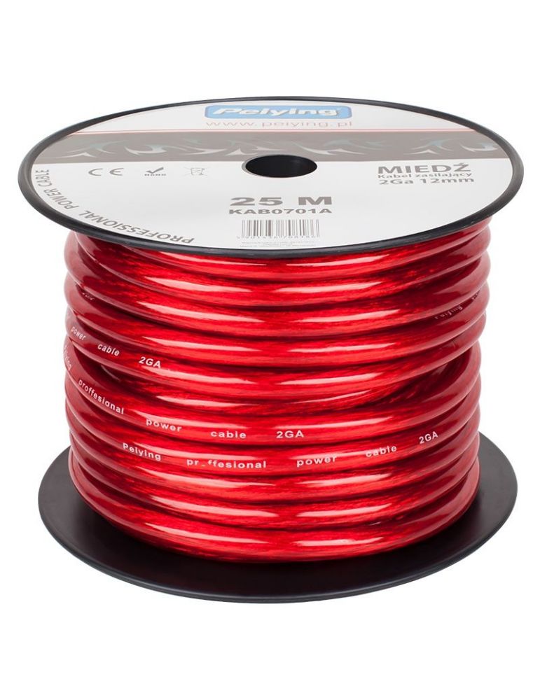 Cablu putere cu 2ga (12mm/33.62mm2) 25m rosu