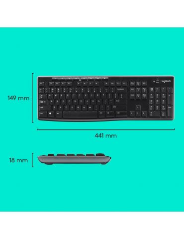 Logitech Wireless Combo MK270 tastaturi RF fără fir QWERTY Englez Mouse inclus Negru, Argint Logitech - 7