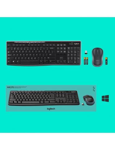 Logitech Wireless Combo MK270 tastaturi RF fără fir QWERTY Englez Mouse inclus Negru, Argint Logitech - 9