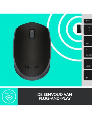 Logitech M171 Black-K mouse-uri Ambidextru RF fără fir Optice 1000 DPI