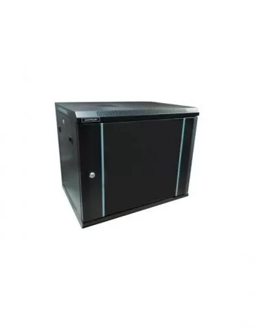 Rack 9u 600x450 montare pe perete usa din sticla panouri laterale detasabile si securizate  dezasamblat culoare negru ral 900 Da - Tik.ro