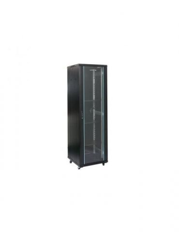 Rack 47u 800x800 montare pe podea usa din sticla panouri laterale detasabile si securizate  dezasamblat culoare negru ral 900 Da - Tik.ro