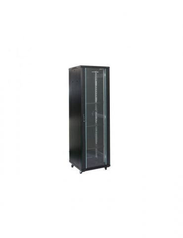 Rack 22u 600x800 montare pe podea usa din sticla panouri laterale detasabile si securizate dezasamblat culoare negru ral 9004 Da - Tik.ro