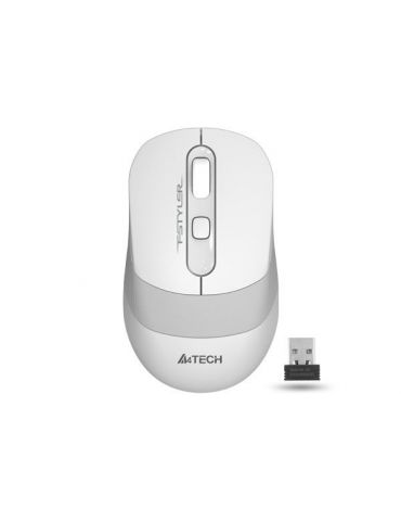Mouse a4tech gaming wireless 2.4ghz optic 2000 dpi butoane/scroll 4/1 buton selectare viteza negru / alb fg10 white (include  A4 - Tik.ro