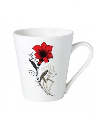 Set of 12 migs  310 ml red flowers leaf Vanora - 1 - Tik.ro