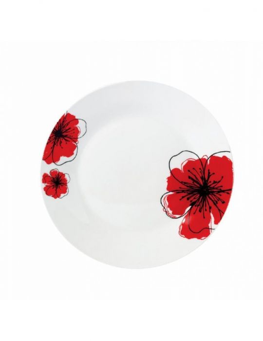 Set of 12 desert plates  19cm red flower petal Vanora - 1