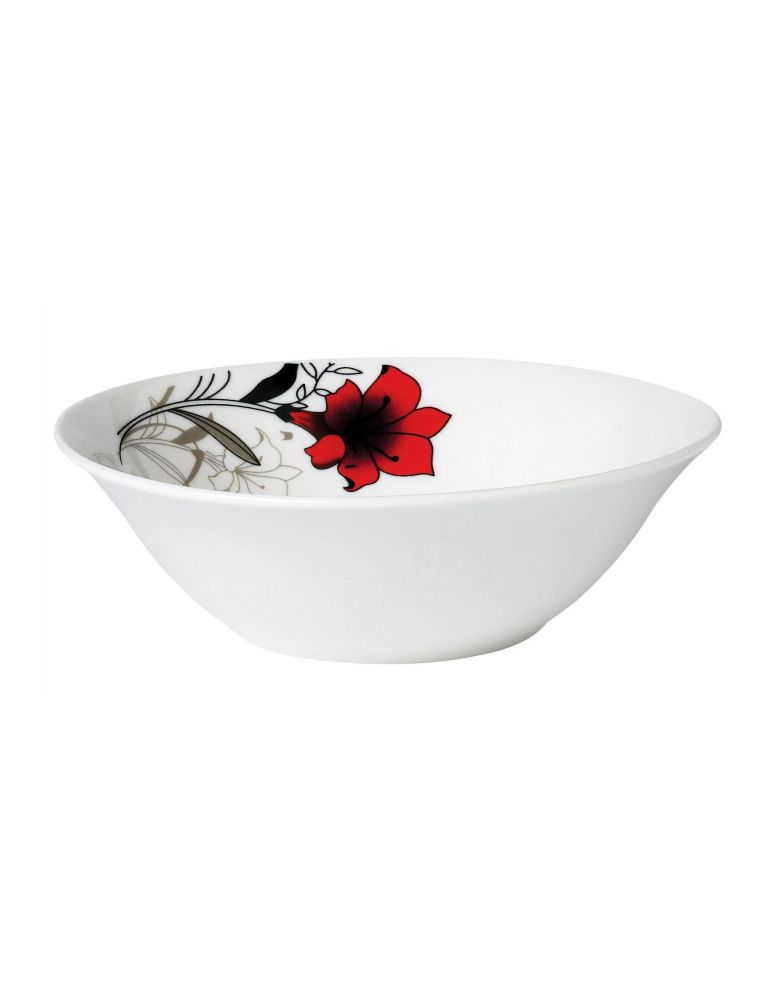 Set of 12 bowls 15 cm red flowers leaf