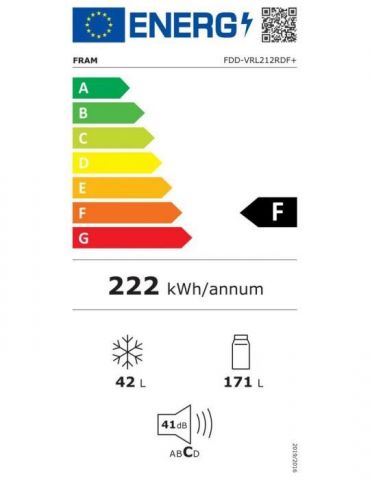 Frigider cu doua usi fram fdd-vrl212rdf+ 212l (171+41) clasa f Fram - 1