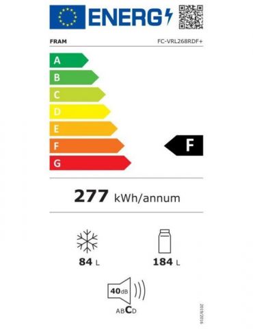 Combina frigorifica fram fc-vrl268rdf+ 268l (184+84) clasa f lumina led Fram - 1
