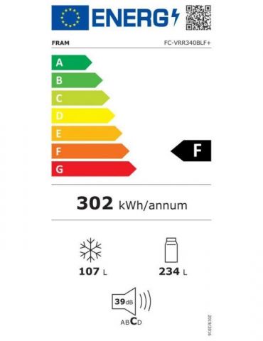 Combina frigorifica fram fc-vrr340blf+ 340l (233+107) clasa f tehnologie less Fram - 1 - Tik.ro