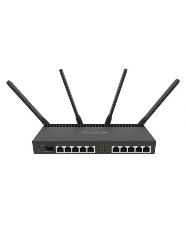 Router mikrotik wireless 2000 mbps porturi gigabit x 10 antena externa x 4 cpu 1.4 ghz 1 gb ram dual band rackabil 1u 19 mt rb40 - Tik.ro