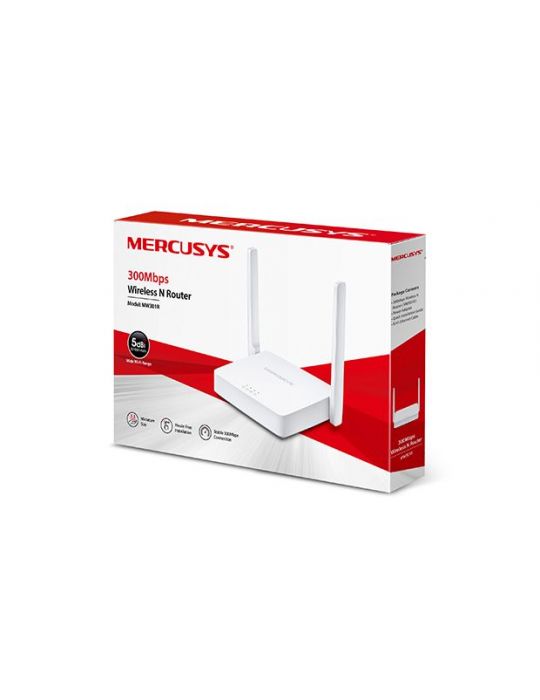 Router mercusys wireless  300mbps 2 porturi 10/100mbps 2 antene externe mw301r (include timbru verde 1.5 lei) Mercusys - 1