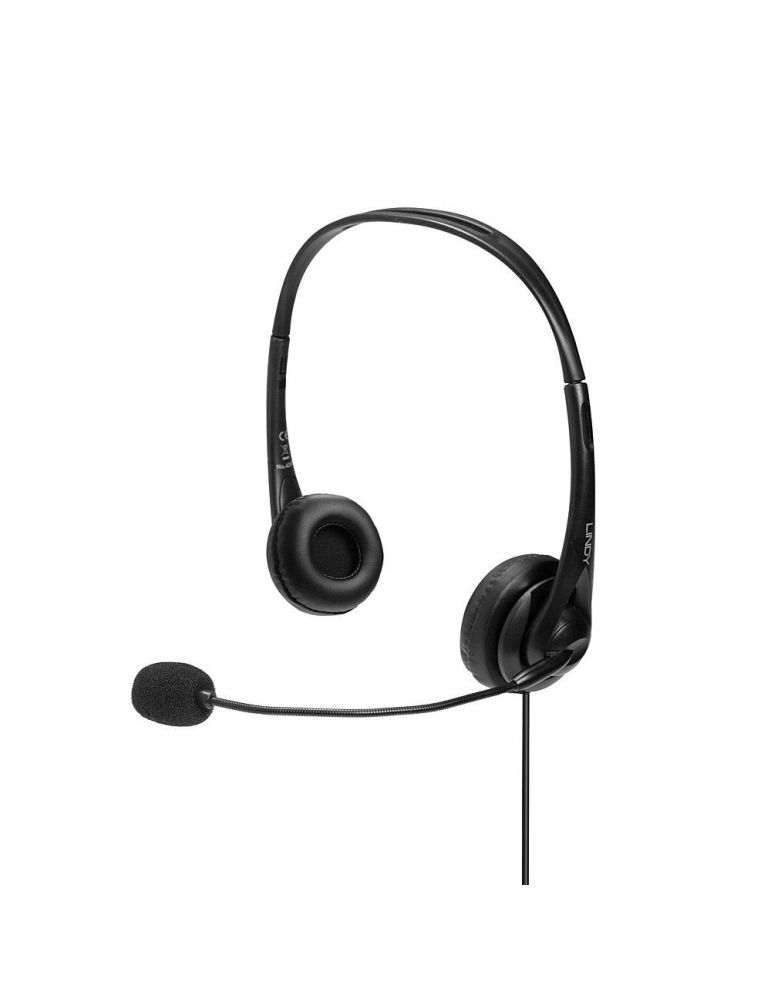 Lindy 42870 cască audio & cască cu microfon Căști Prin cablu Bandă de fixare pe cap Apeluri/Muzică USB Tip-A Negru