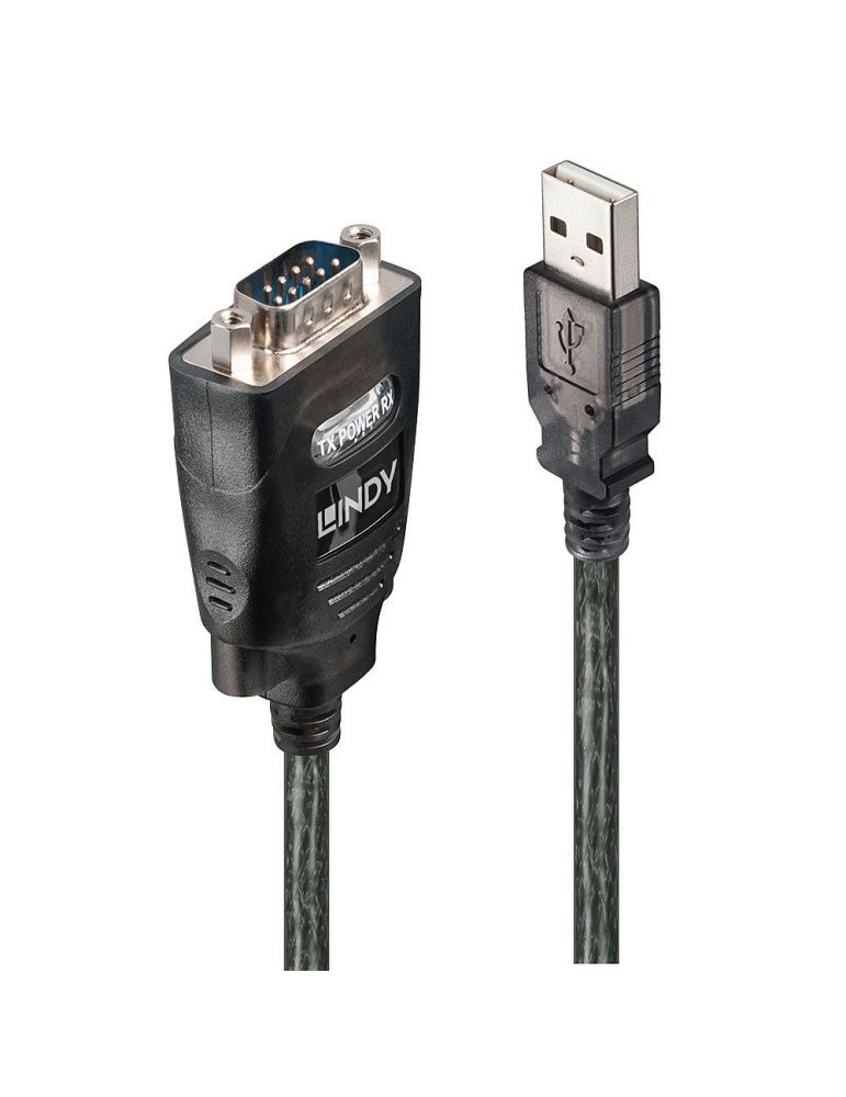 Lindy 42686 cabluri seriale Negru 1,1 m USB Tip-A DB-9