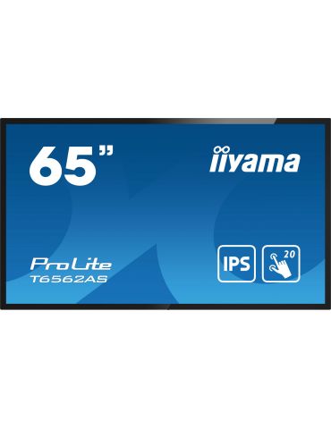 iiyama T6562AS-B1 Afișaj Semne Ecran plat interactiv 163,8 cm (64.5") IPS 500 cd/m² 4K Ultra HD Negru Ecran tactil Procesor Iiya - Tik.ro