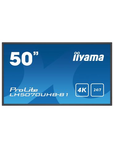 iiyama LH5070UHB-B1 Afișaj Semne Panou informare digital de perete 125,7 cm (49.5") VA 700 cd/m² 4K Ultra HD Negru Procesor Iiya - Tik.ro