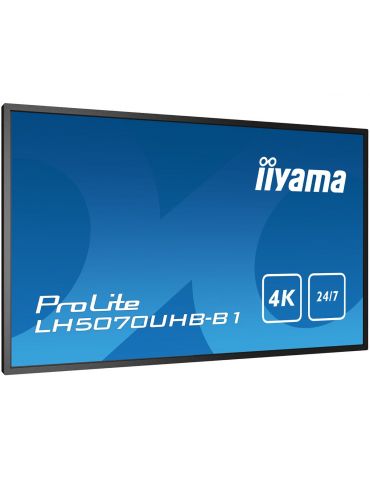 iiyama LH5070UHB-B1 Afișaj Semne Panou informare digital de perete 125,7 cm (49.5") VA 700 cd/m² 4K Ultra HD Negru Procesor Iiya