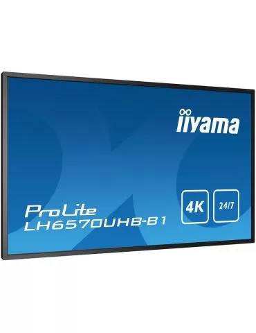 iiyama LH6570UHB-B1 Afișaj Semne Panou informare digital de perete 163,8 cm (64.5") VA 700 cd/m² 4K Ultra HD Negru Procesor Iiya