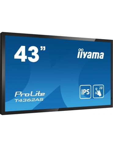iiyama T4362AS-B1 Afișaj Semne Ecran plat interactiv 108 cm (42.5") IPS 500 cd/m² 4K Ultra HD Negru Ecran tactil Procesor Iiyama