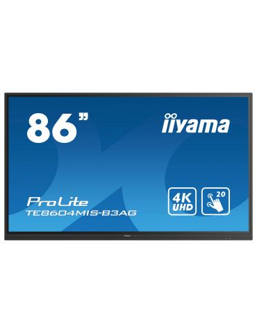 iiyama TE8604MIS-B3AG Afișaj Semne Ecran plat interactiv 2,18 m (86") Wi-Fi 400 cd/m² 4K Ultra HD Negru Ecran tactil Procesor Ii - Tik.ro
