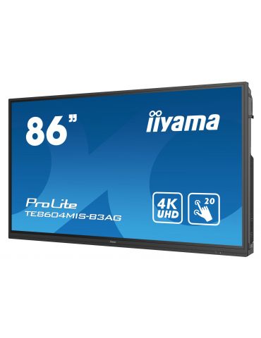 iiyama TE8604MIS-B3AG Afișaj Semne Ecran plat interactiv 2,18 m (86") Wi-Fi 400 cd/m² 4K Ultra HD Negru Ecran tactil Procesor Ii