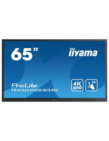 iiyama TE6504MIS-B3AG Afișaj Semne Ecran plat interactiv 165,1 cm (65") Wi-Fi 400 cd/m² 4K Ultra HD Negru Ecran tactil Procesor  - Tik.ro