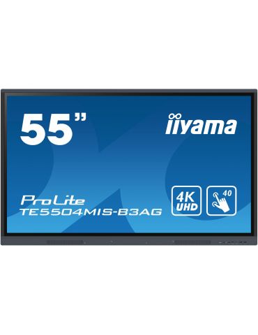 iiyama TE5504MIS-B3AG Afișaj Semne Ecran plat interactiv 139,7 cm (55") IPS Wi-Fi 390 cd/m² 4K Ultra HD Negru Ecran tactil Iiyam - Tik.ro