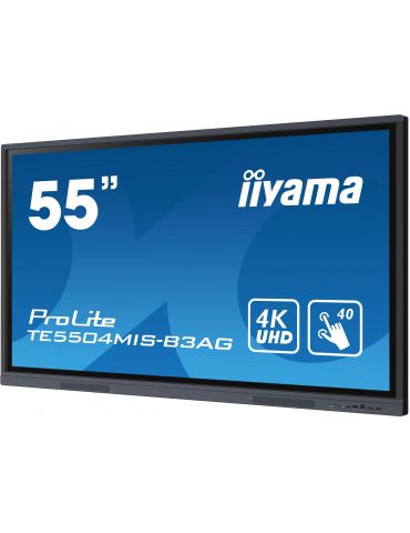 iiyama TE5504MIS-B3AG Afișaj Semne Ecran plat interactiv 139,7 cm (55") IPS Wi-Fi 390 cd/m² 4K Ultra HD Negru Ecran tactil Iiyam