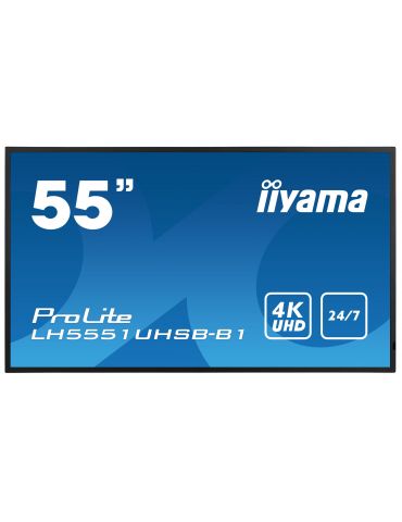 iiyama LH5551UHSB-B1 Afișaj Semne Ecran plat interactiv 137,2 cm (54") IPS 800 cd/m² 4K Ultra HD Negru 24/7 Iiyama - 1 - Tik.ro