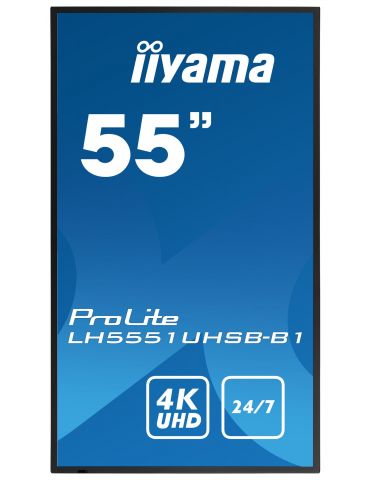 iiyama LH5551UHSB-B1 Afișaj Semne Ecran plat interactiv 137,2 cm (54") IPS 800 cd/m² 4K Ultra HD Negru 24/7 Iiyama - 2
