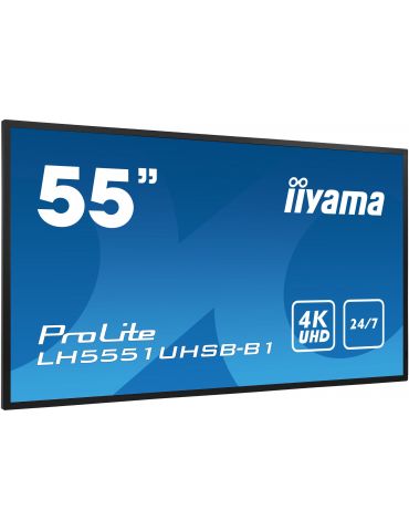 iiyama LH5551UHSB-B1 Afișaj Semne Ecran plat interactiv 137,2 cm (54") IPS 800 cd/m² 4K Ultra HD Negru 24/7 Iiyama - 3