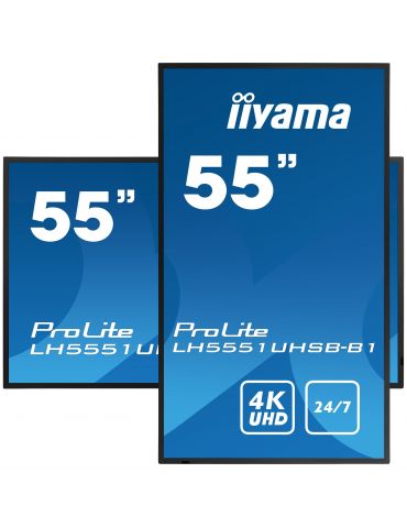 iiyama LH5551UHSB-B1 Afișaj Semne Ecran plat interactiv 137,2 cm (54") IPS 800 cd/m² 4K Ultra HD Negru 24/7 Iiyama - 4
