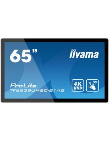 iiyama TF6539UHSC-B1AG table albe interactive 165,1 cm (65") 3840 x 2160 Pixel Ecran tactil Negru USB Iiyama - 1 - Tik.ro