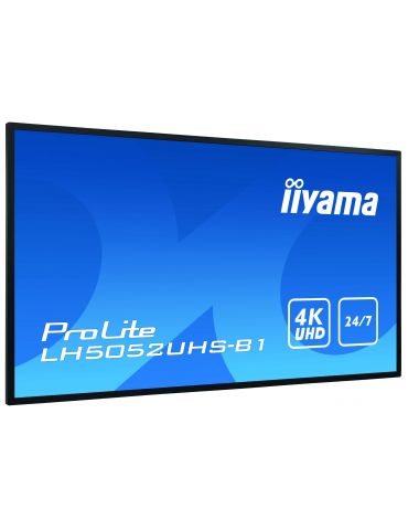 iiyama LH5052UHS-B1 Afișaj Semne Panou informare digital de perete 125,7 cm (49.5") VA 500 cd/m² 4K Ultra HD Negru Procesor Iiya - Tik.ro