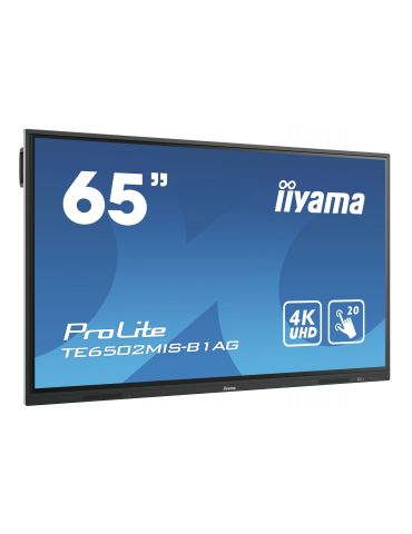 iiyama TE6502MIS-B1AG Afișaj Semne Ecran plat interactiv 165,1 cm (65") VA Wi-Fi 350 cd/m² 4K Ultra HD Negru Ecran tactil Iiyama
