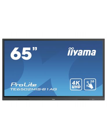 iiyama TE6502MIS-B1AG Afișaj Semne Ecran plat interactiv 165,1 cm (65") VA Wi-Fi 350 cd/m² 4K Ultra HD Negru Ecran tactil Iiyama