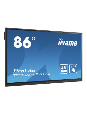 iiyama TE8602MIS-B1AG Afișaj Semne Ecran plat interactiv 2,18 m (86") IPS Wi-Fi 350 cd/m² 4K Ultra HD Negru Ecran tactil Iiyama 