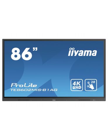 iiyama TE8602MIS-B1AG Afișaj Semne Ecran plat interactiv 2,18 m (86") IPS Wi-Fi 350 cd/m² 4K Ultra HD Negru Ecran tactil Iiyama 