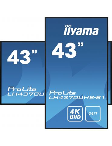 iiyama LH4370UHB-B1 Afișaj Semne Panou informare digital de perete 108 cm (42.5") VA 700 cd/m² 4K Ultra HD Negru Procesor Iiyama