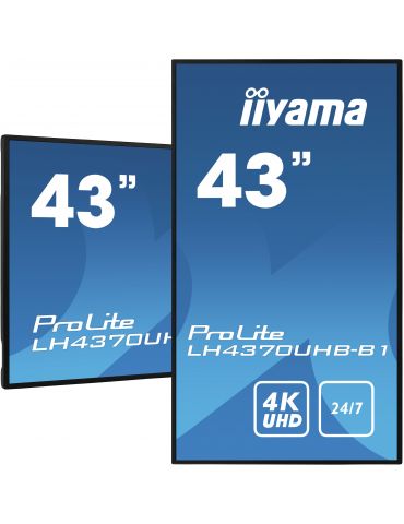 iiyama LH4370UHB-B1 Afișaj Semne Panou informare digital de perete 108 cm (42.5") VA 700 cd/m² 4K Ultra HD Negru Procesor Iiyama