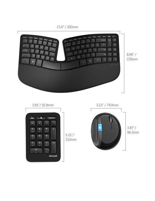 Microsoft Sculpt Ergonomic Desktop tastaturi RF fără fir Germană Mouse inclus Negru Microsoft - 7